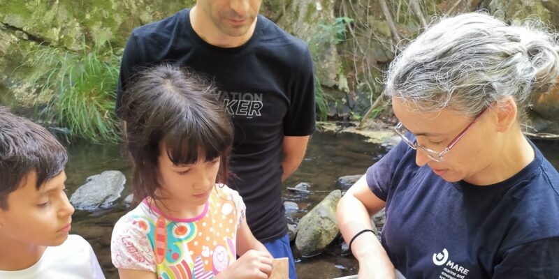 Famílias exploram invertebrados da ribeira de São João